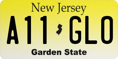 NJ license plate A11GLO