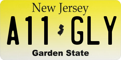 NJ license plate A11GLY