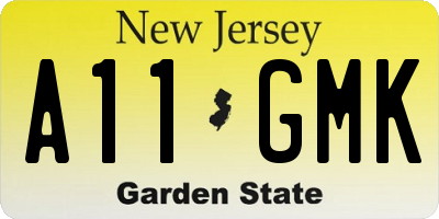 NJ license plate A11GMK