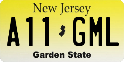 NJ license plate A11GML