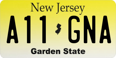 NJ license plate A11GNA