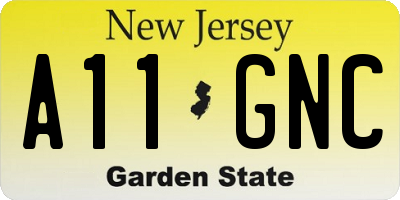 NJ license plate A11GNC