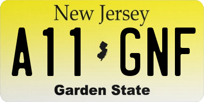 NJ license plate A11GNF