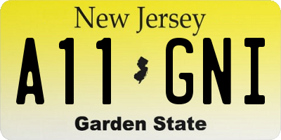 NJ license plate A11GNI