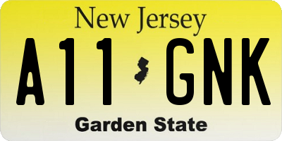 NJ license plate A11GNK