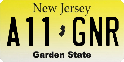 NJ license plate A11GNR
