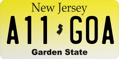 NJ license plate A11GOA