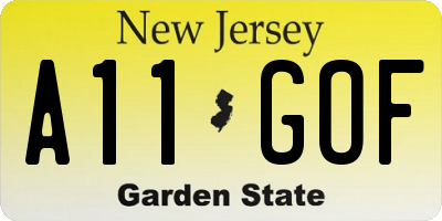 NJ license plate A11GOF