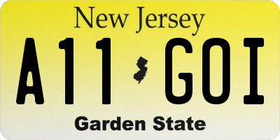 NJ license plate A11GOI