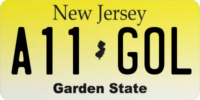 NJ license plate A11GOL