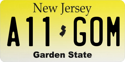 NJ license plate A11GOM