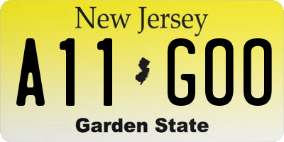 NJ license plate A11GOO