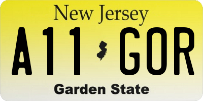 NJ license plate A11GOR