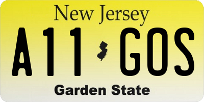 NJ license plate A11GOS