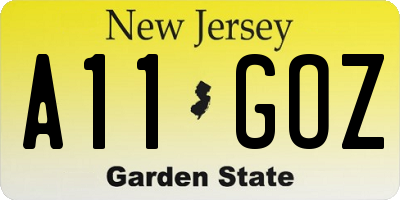 NJ license plate A11GOZ
