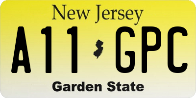 NJ license plate A11GPC