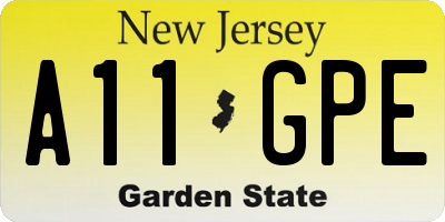 NJ license plate A11GPE