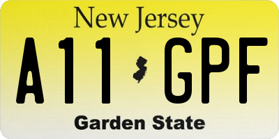 NJ license plate A11GPF