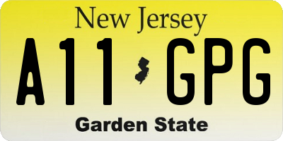 NJ license plate A11GPG