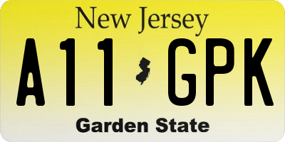 NJ license plate A11GPK
