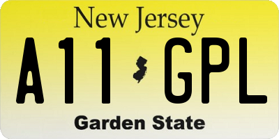 NJ license plate A11GPL