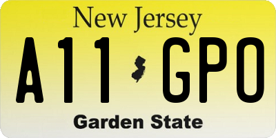 NJ license plate A11GPO