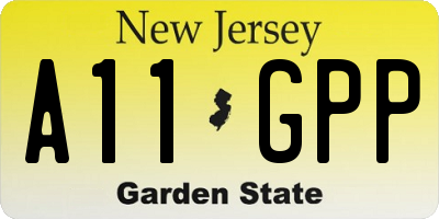 NJ license plate A11GPP