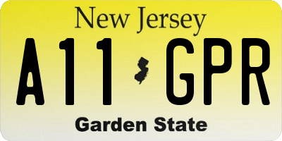 NJ license plate A11GPR