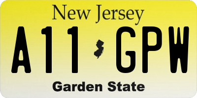 NJ license plate A11GPW