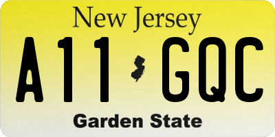 NJ license plate A11GQC