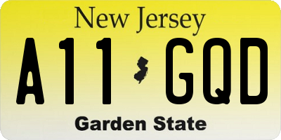 NJ license plate A11GQD