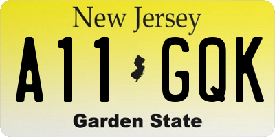 NJ license plate A11GQK