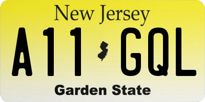 NJ license plate A11GQL