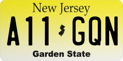 NJ license plate A11GQN