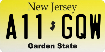 NJ license plate A11GQW