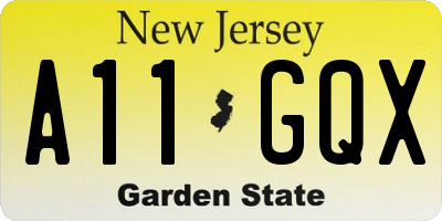 NJ license plate A11GQX