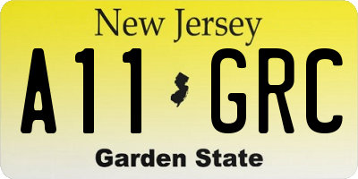 NJ license plate A11GRC