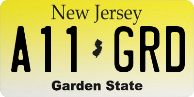 NJ license plate A11GRD