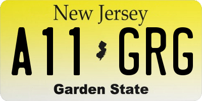 NJ license plate A11GRG