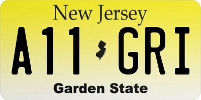 NJ license plate A11GRI