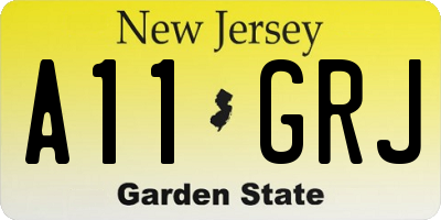 NJ license plate A11GRJ