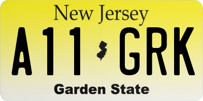 NJ license plate A11GRK