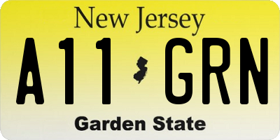 NJ license plate A11GRN