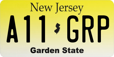 NJ license plate A11GRP