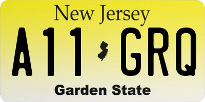 NJ license plate A11GRQ