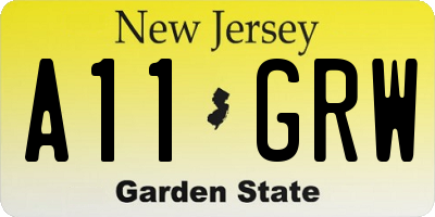 NJ license plate A11GRW