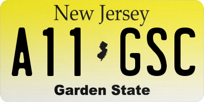 NJ license plate A11GSC