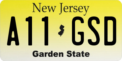 NJ license plate A11GSD