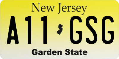 NJ license plate A11GSG