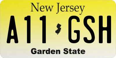 NJ license plate A11GSH